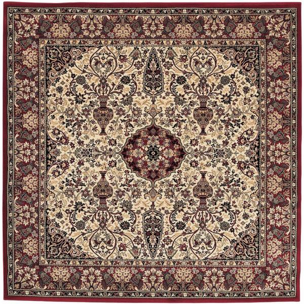Everest Ardebil Ivory-Red Square Area Rug - 7'10" square