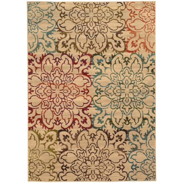 Oversized Floral Ivory/ Multi Rug - 10' X 13'