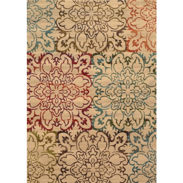 Oversized Floral Ivory/ Multi Rug - 5' x 7'6