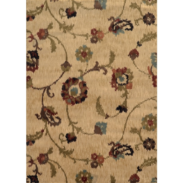 Floral Ikat Tan/ Multi Rug (5'3 x 7'6)