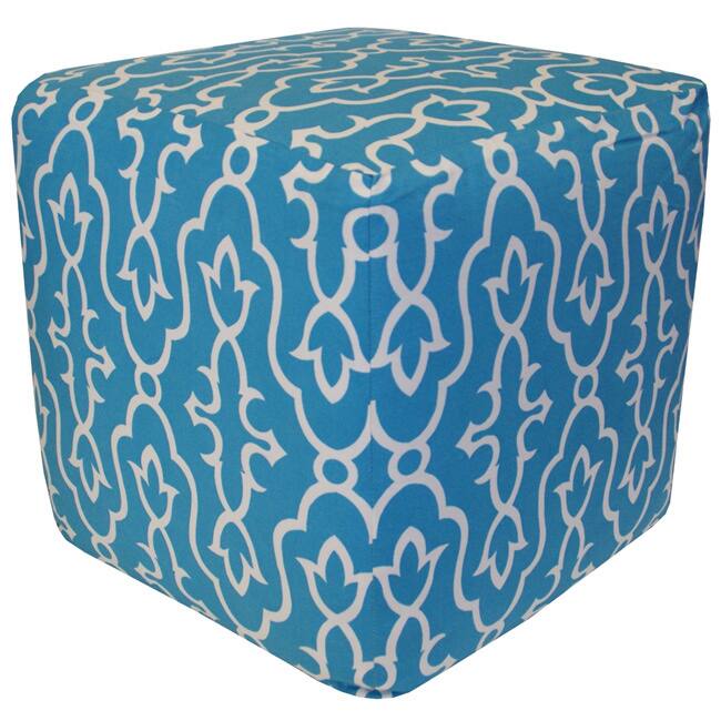 Handmade Aqua Maira Pouf Ottoman (India)