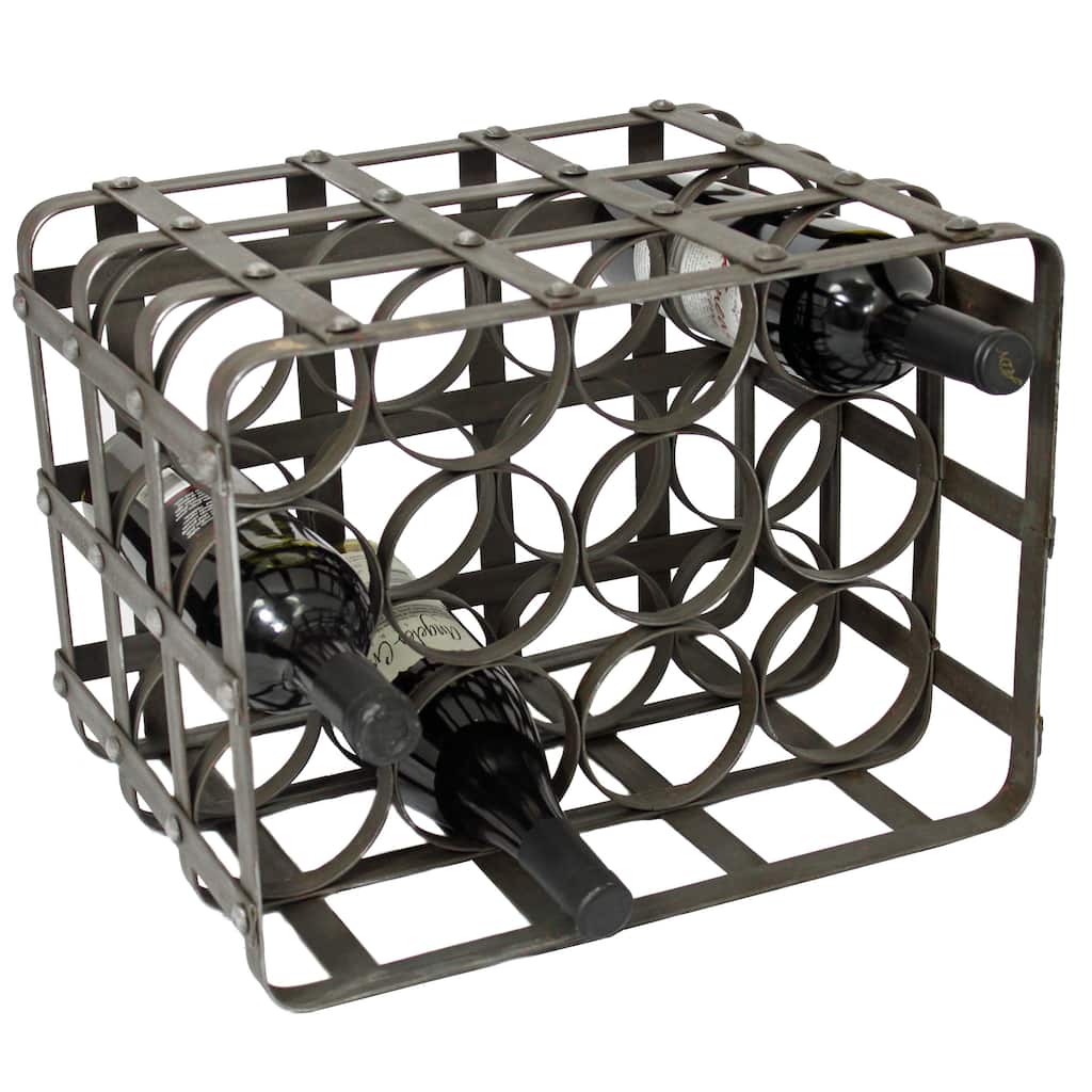 Casa Cortes Industrial 12-Bottle TableTop Metal Wine Rack