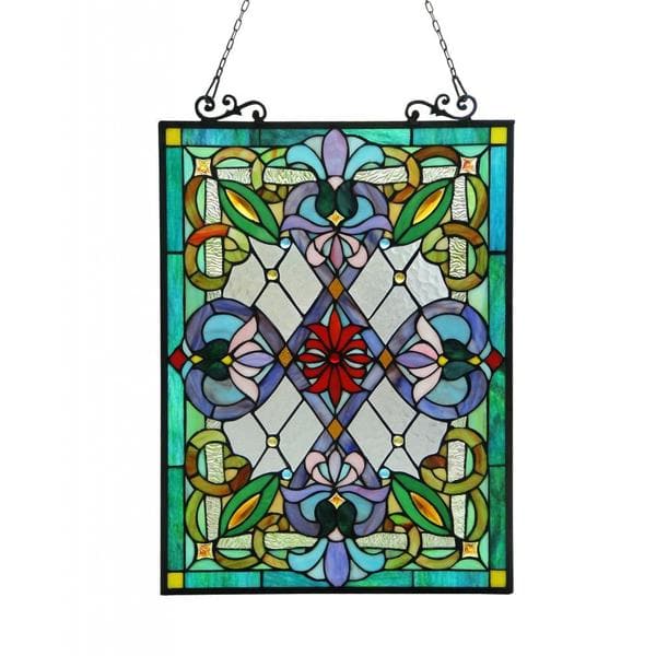 slide 2 of 2, Chloe Tiffany-style Victorian Design 'Tree of Life' Window Panel