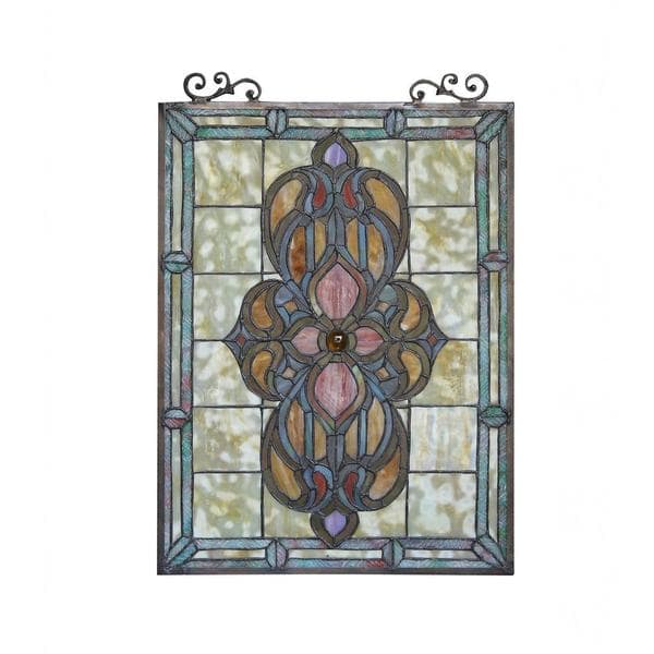 Stained Glass Tiffany Style Window Panel Victorian Art Glass Round  Suncatcher