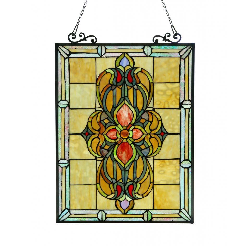 Tiffany Style Victorian Design Window Art Glass Panel