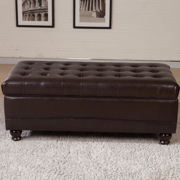Shop Classic Dark Espresso Tufted Storage Bench Ottoman On Sale