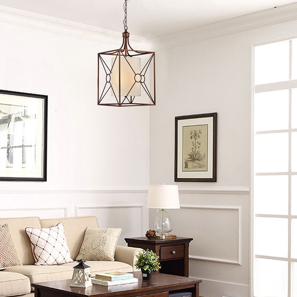 Josie Antique Copper Iron Chandelier with Fabric Shade