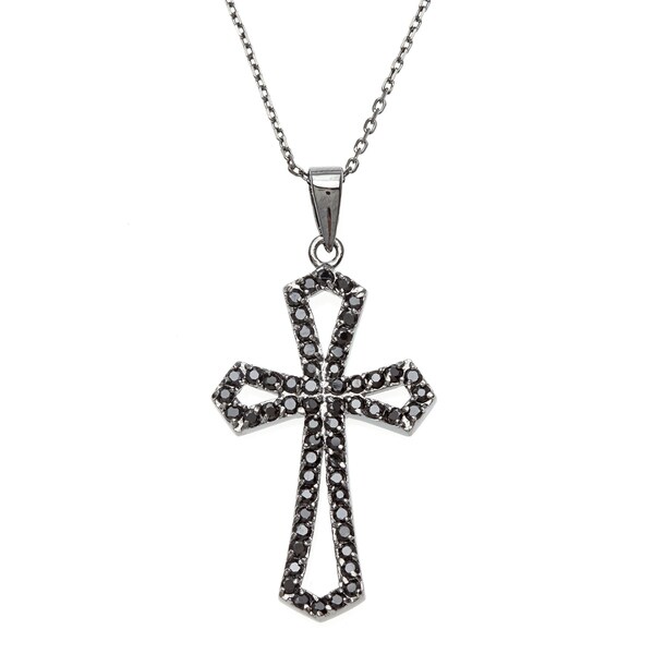 Roberto Martinez Black Rhodium Over Sterling Silver Black Cross Necklace