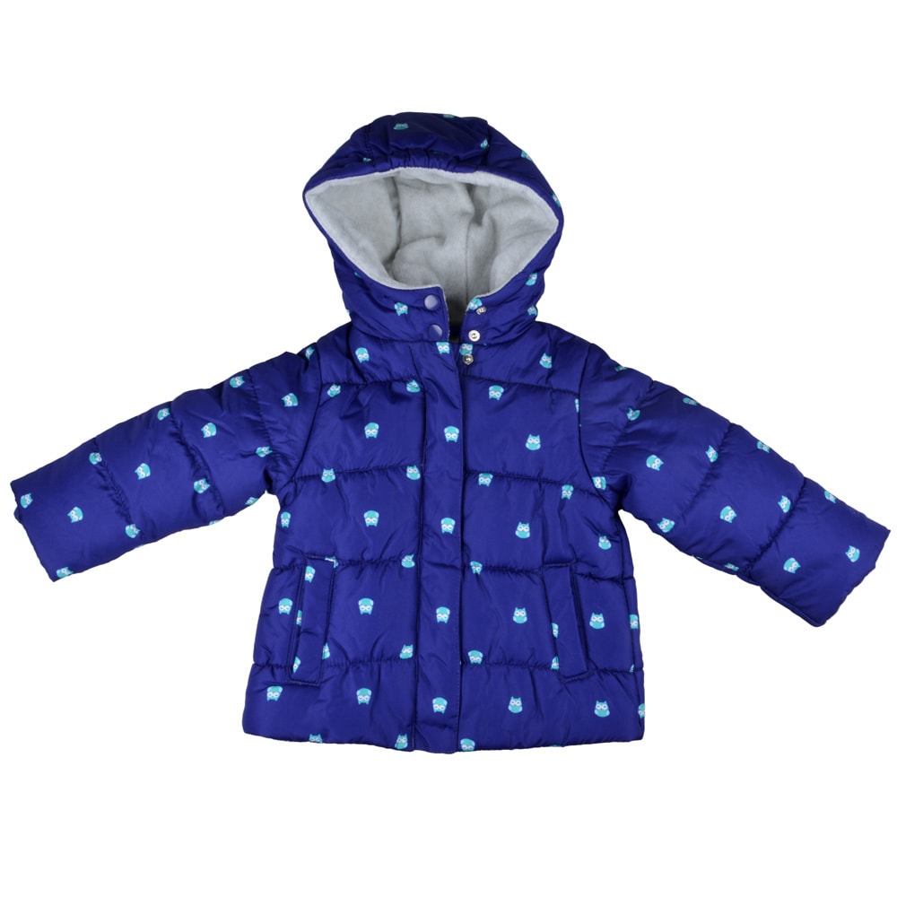 Carters Girls Blue Hooded Fleece Lined Coat