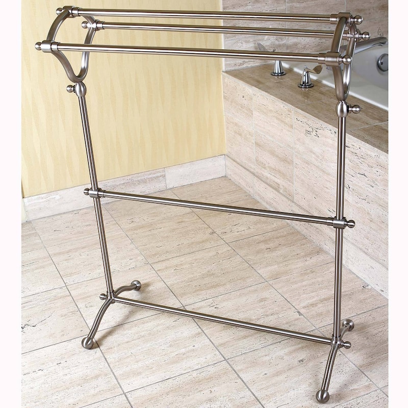 Kingston Brass Pedestal Brushed Nickel Bath Towel Rack - Grey