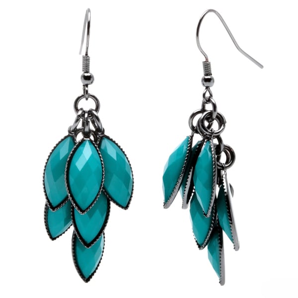 Alexa Starr Black-plated Faceted Metallic Lucite Cluster Earrings