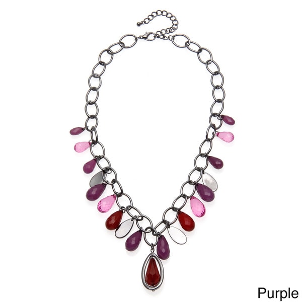 Alexa Starr Hematite colored Chain Lucite Teardrop Necklace Alexa Starr Fashion Necklaces