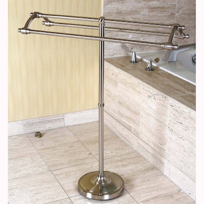 Kingston Brass Pedestal Brushed Nickel Towel Rack - Grey