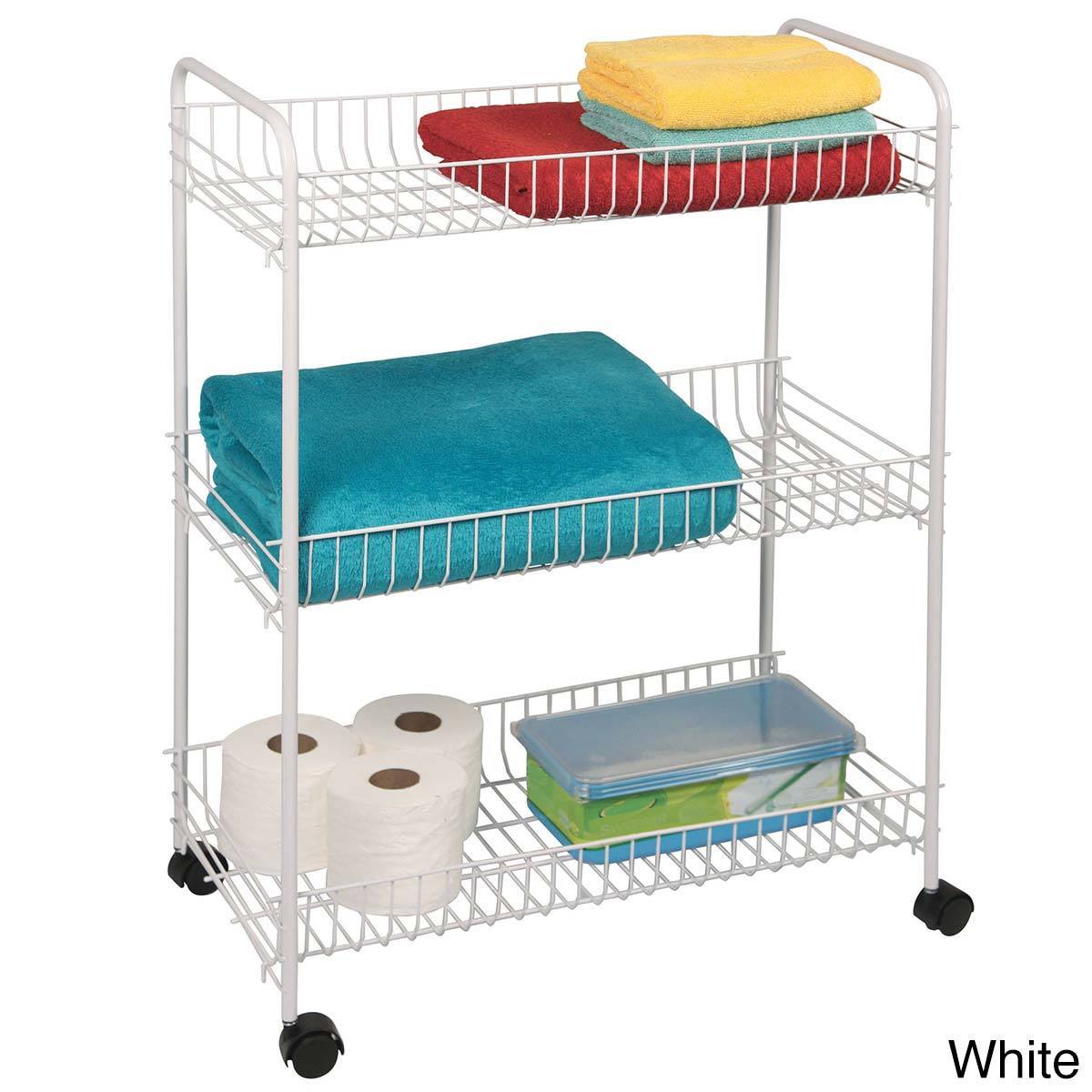 3 tier Large Bath Storage Cart (Bronze, silver, whiteMaterials SteelDimensions 33.5 inches high x 25.75 inches wide x 14.25 inches deepThe digital images we display have the most accurate color possible. However, due to differences in computer monitors,