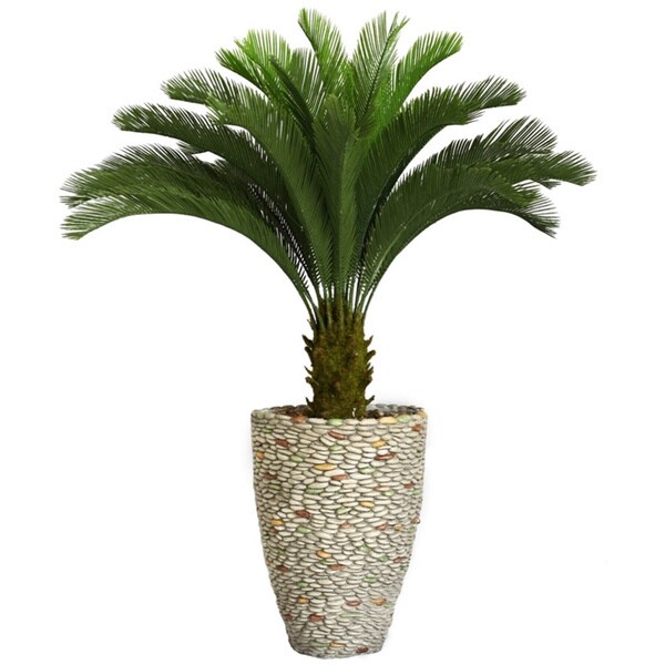 Laura Ashley 62-inch Tall Cycas Palm Tree in Fiberstone Planter