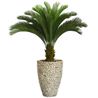 Vintage Home 62-inch Tall Cycas Palm Tree in Fiberstone Planter - 61.5 ...