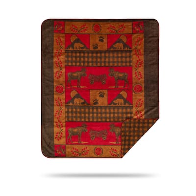 Denali Moose and Bear Throw Blanket