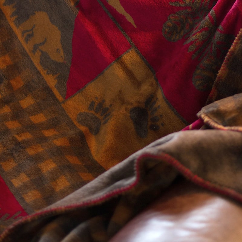 Denali Moose and Bear Throw Blanket