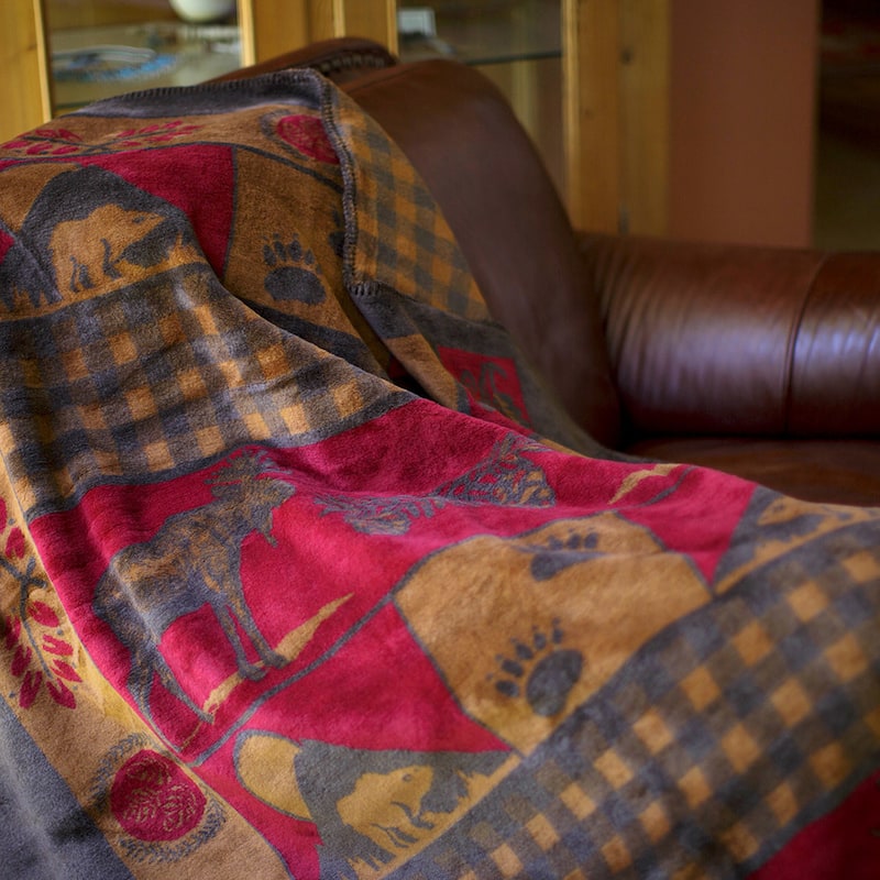 Denali Moose and Bear Throw Blanket