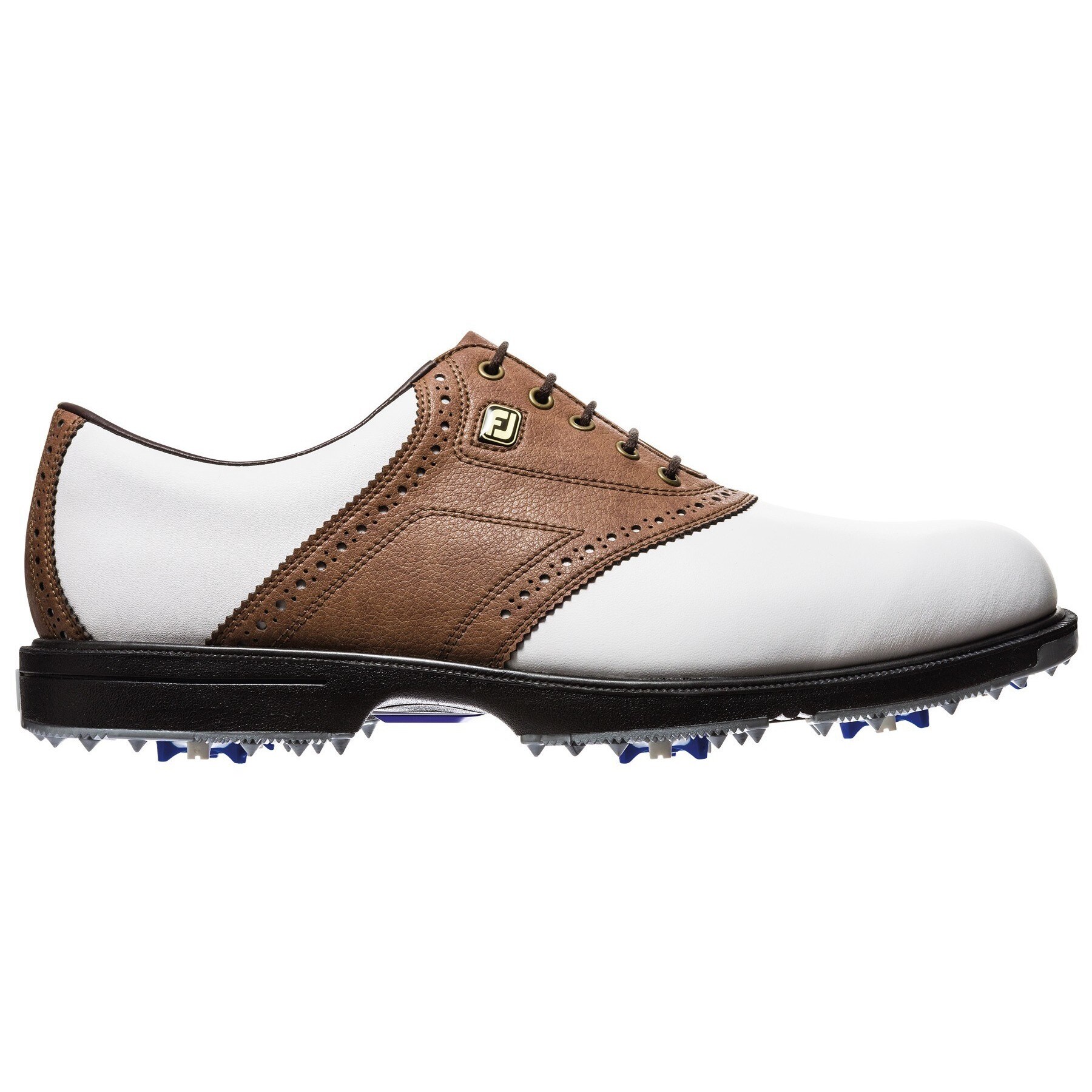 mens black and white saddle golf shoes