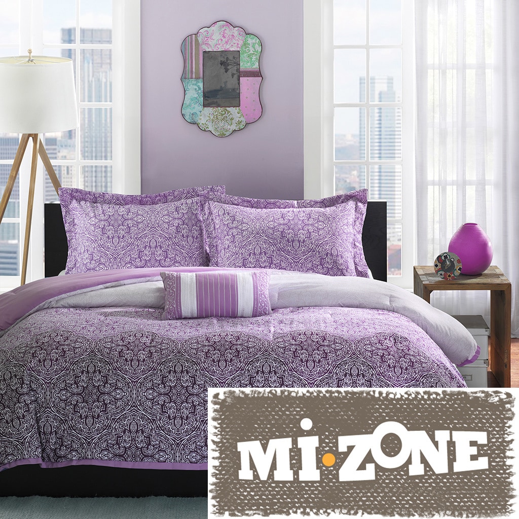 Mi Zone Mizone Carmen 4 piece Comforter Set Purple Size Twin