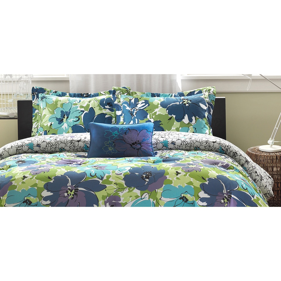 Mi Zone Mizone Anna 4 piece Comforter Set Blue Size Full  Queen