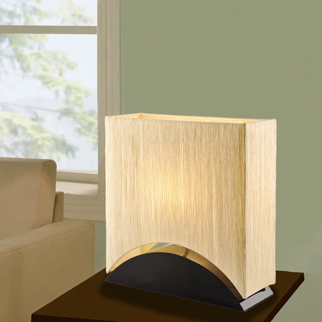 Artiva USA Sakura 17-inch Modern & Space-efficient Premium Shade Table Lamp with Black Lacquer Wood Base