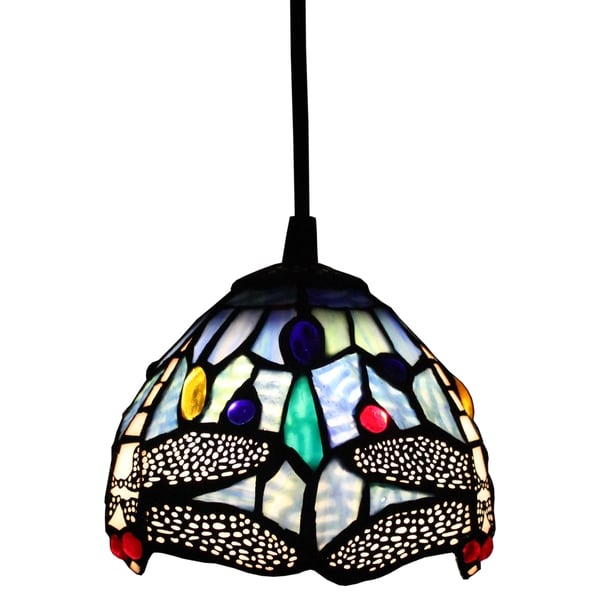 Shop Amora Lighting Tiffany Style Dragonfly Hanging Pendant Lamp - Free Shipping On Orders Over ...