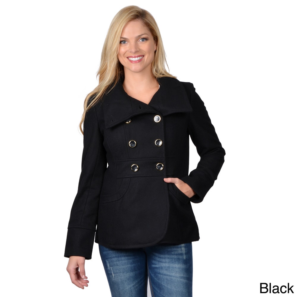 Kenneth Cole Womens Double Breasted Button Front Coat