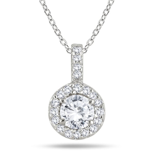 Shop Marquee Jewels 10k White Gold 1/2ct TDW Diamond Halo Necklace ...