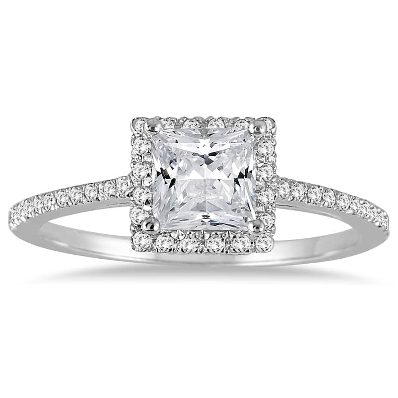 1 Carat TW Princess Cut Diamond Engagement Ring in 14K White Gold