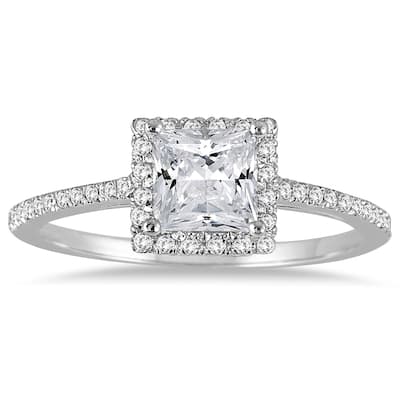 1 Carat TW Princess Cut Diamond Engagement Ring in 14K White Gold
