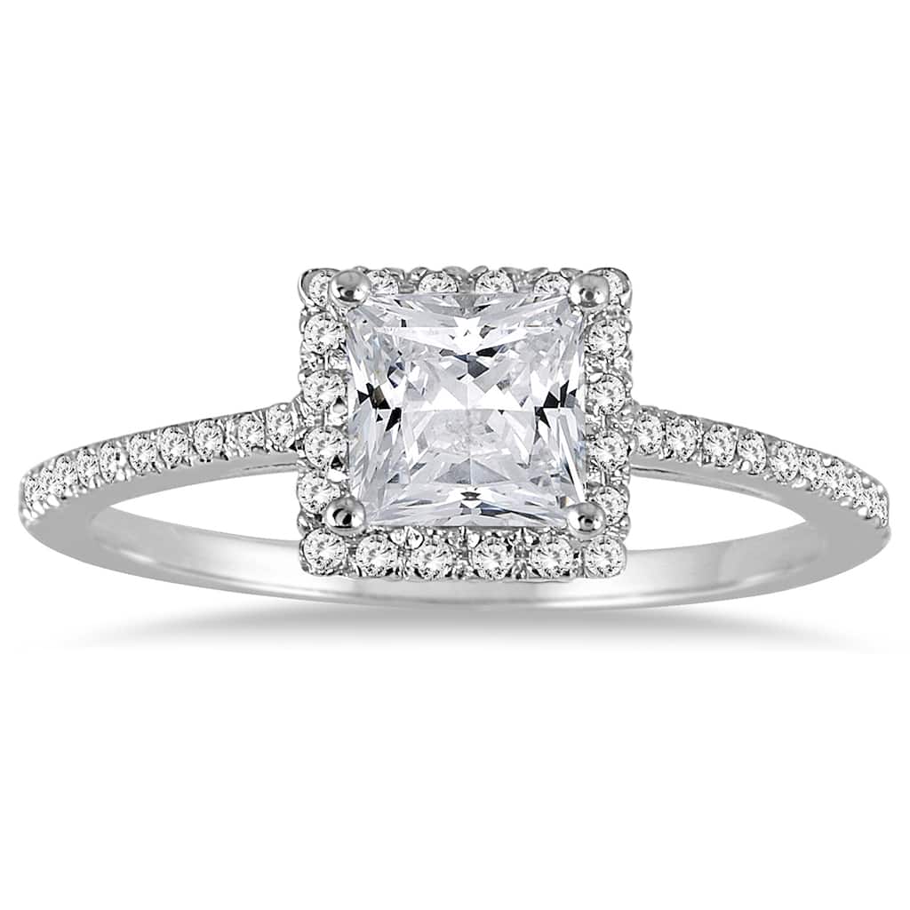 1 Carat TW Princess Cut Diamond Engagement Ring in 14K White Gold