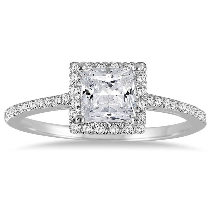 1 Carat TW Princess Cut Diamond Engagement Ring in 14K White Gold
