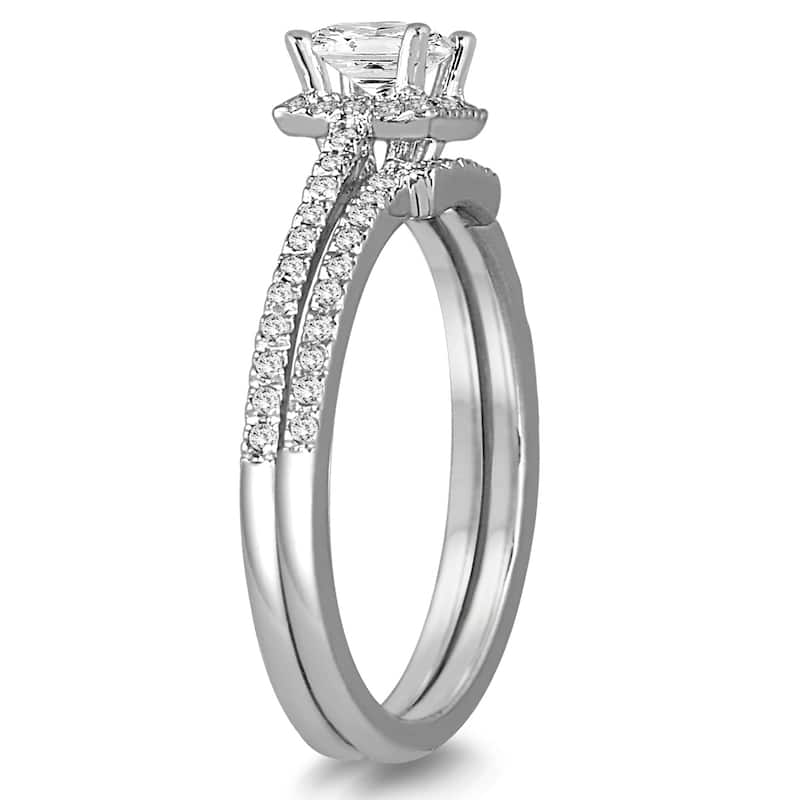 5/8 Carat TW Princess Cut Diamond Bridal Set in 14K White Gold