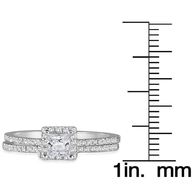 5/8 Carat TW Princess Cut Diamond Bridal Set in 14K White Gold