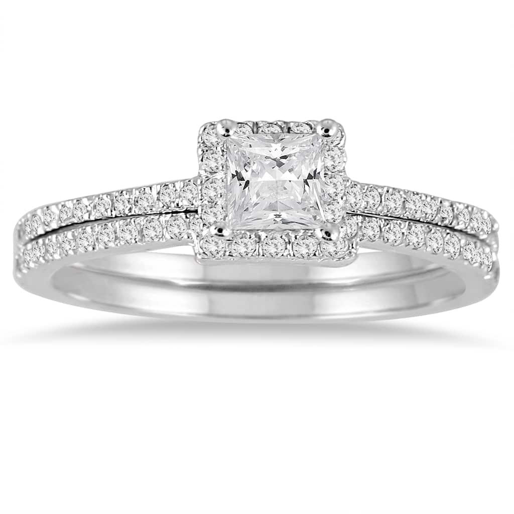5/8 Carat TW Princess Cut Diamond Bridal Set in 14K White Gold
