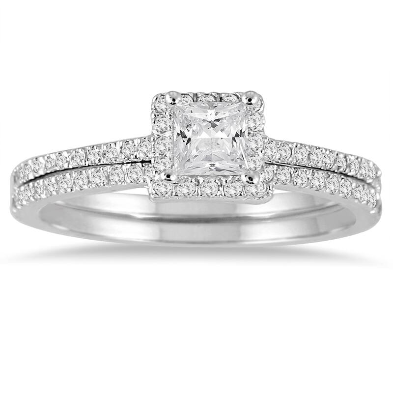 5/8 Carat TW Princess Cut Diamond Bridal Set in 14K White Gold