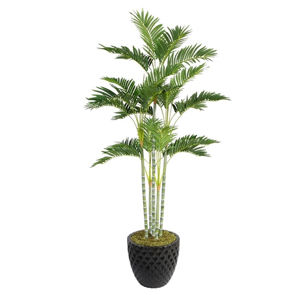 Laura Ashley 74-inch Tall Palm Tree in 16-inch Fiberstone Planter ...