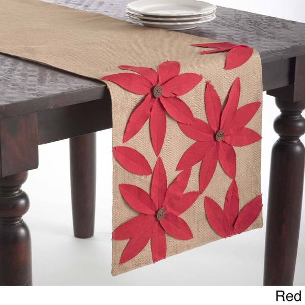 Flower Design Jute Table Runner