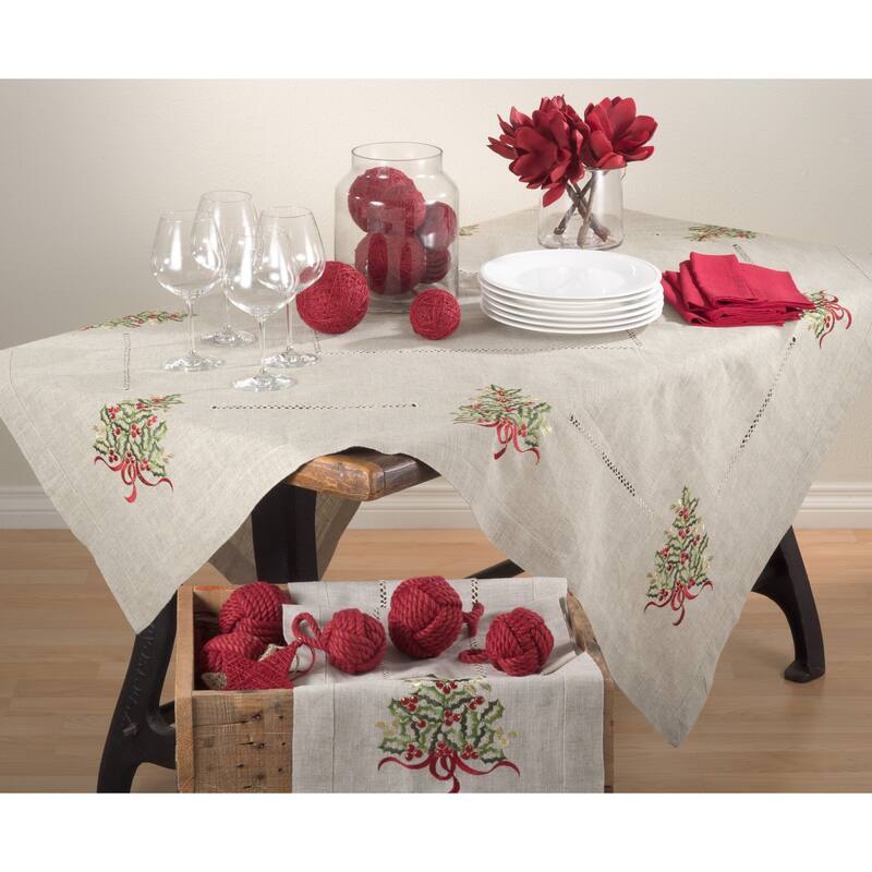 Christmas Tree Design Embroidered Table Topper or Table Runner