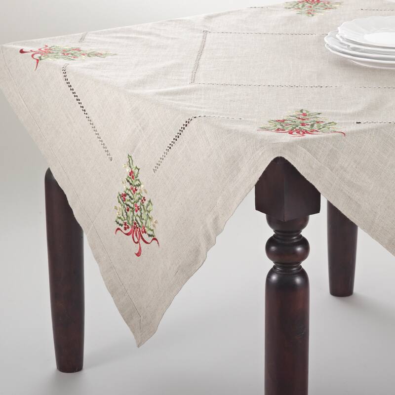Christmas Tree Design Embroidered Table Topper or Table Runner
