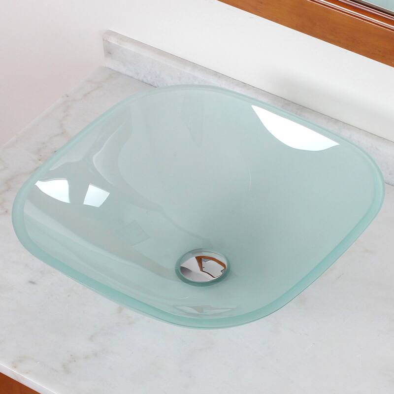 Elite Frosted Square Tempered Glass Bathroom Sink/ Faucet Combo