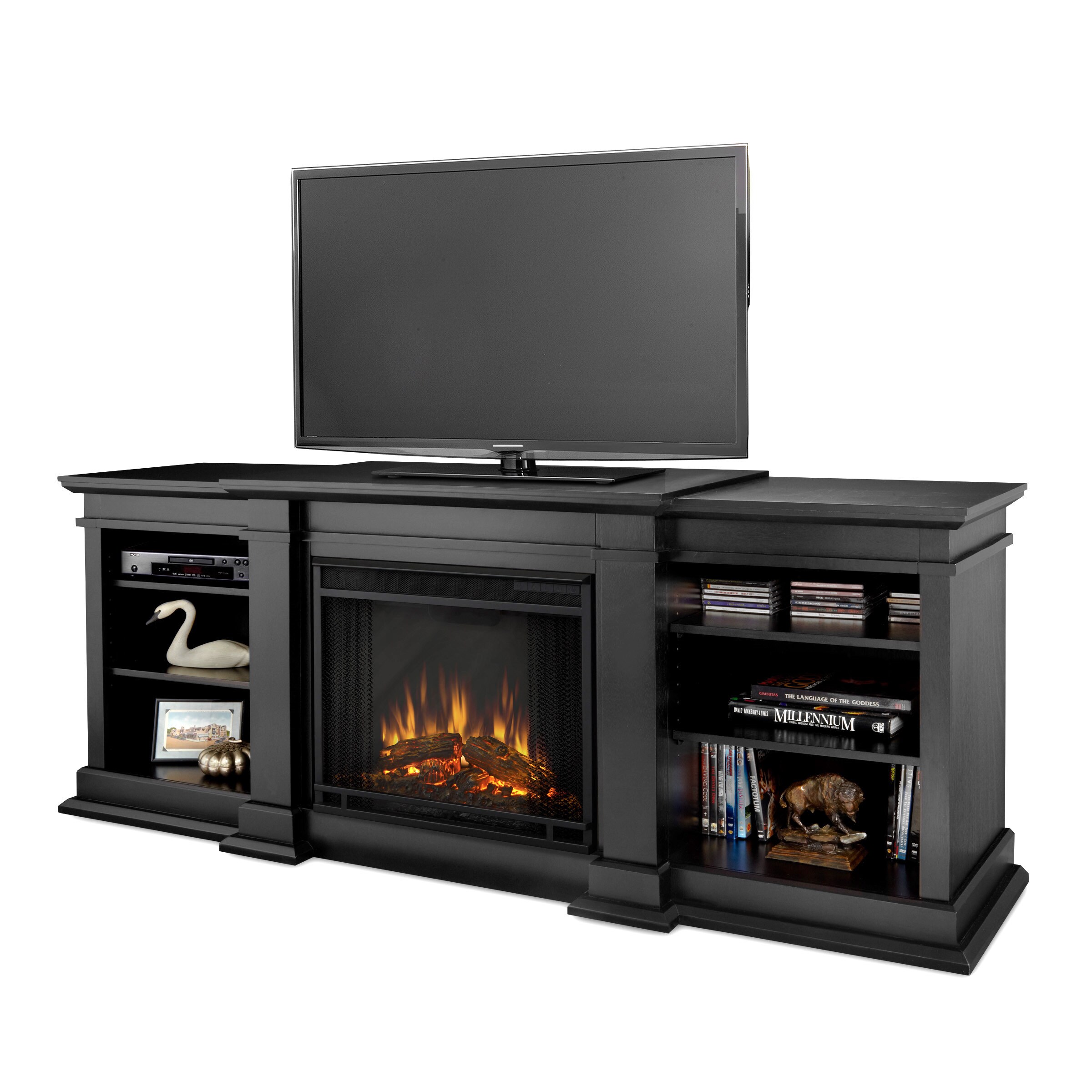 Shop Fresno Electric Entertainment Fireplace Black By Real Flame