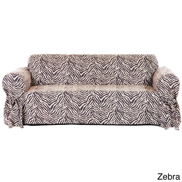 Shop One-piece Microsuede Animal Print Loveseat Slipcover - Overstock ...