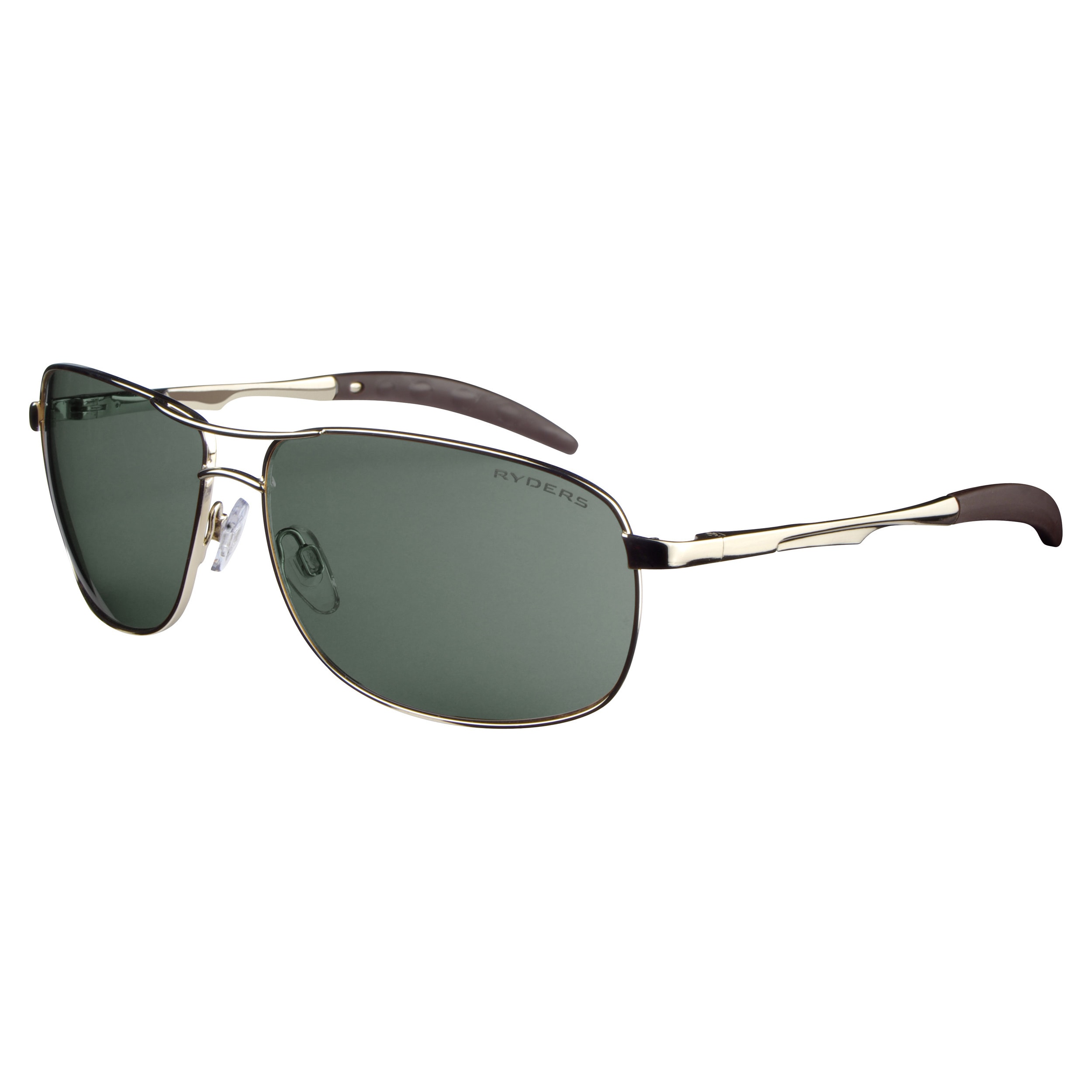Ryder Mens Cadence Grey Metal/ Green Lens Polarized Sunglasses