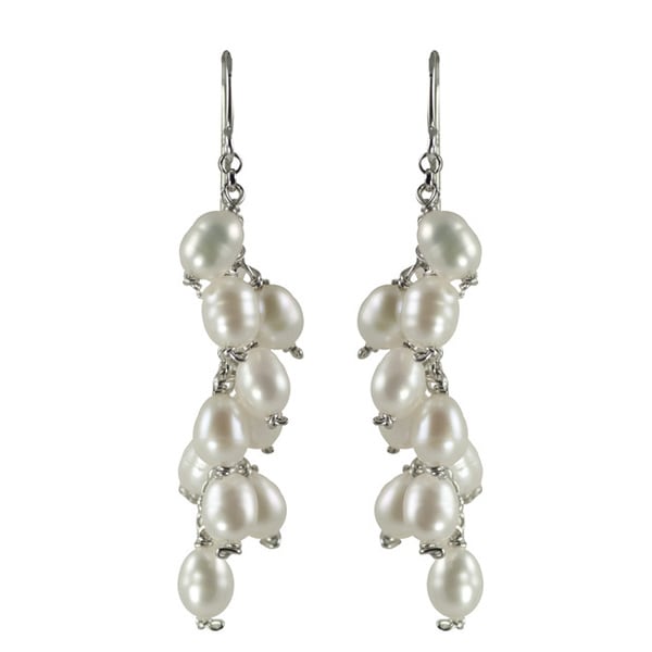 Shop Sterling Silver White Freshwater Pearl Drop Earrings (4-5 mm ...