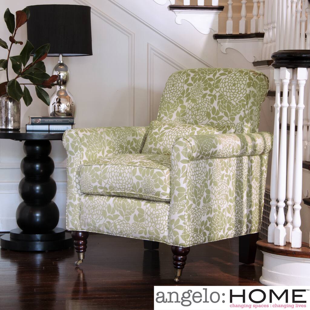 Handy Living Harlow Lotus Green Floral Arm Chair