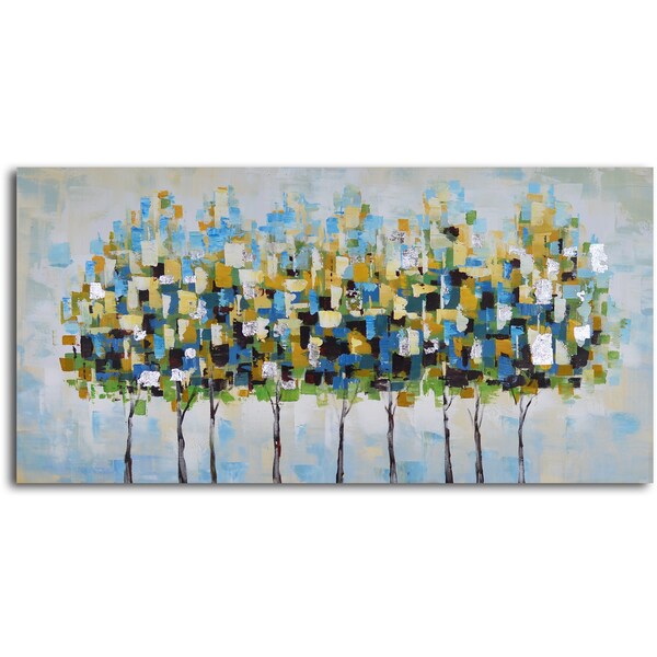 Shop 'Metropolis trees' Hand Painted Canvas Art Free Shipping Today