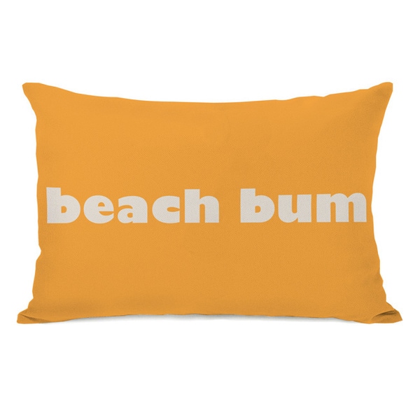 'Beach Bum' Rectangular Orange Throw Pillow